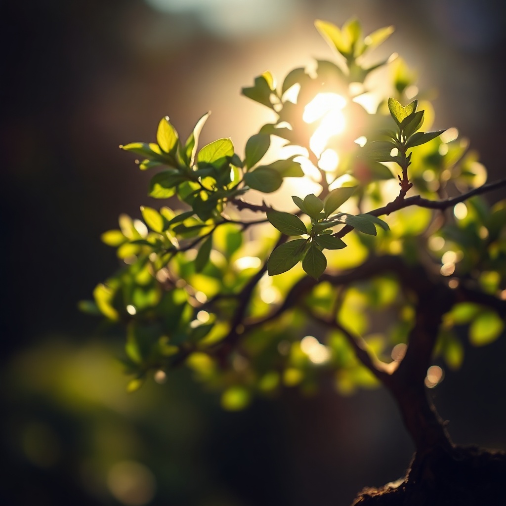 Light through bonsai leaves